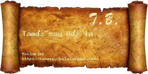 Tamássy Béla névjegykártya